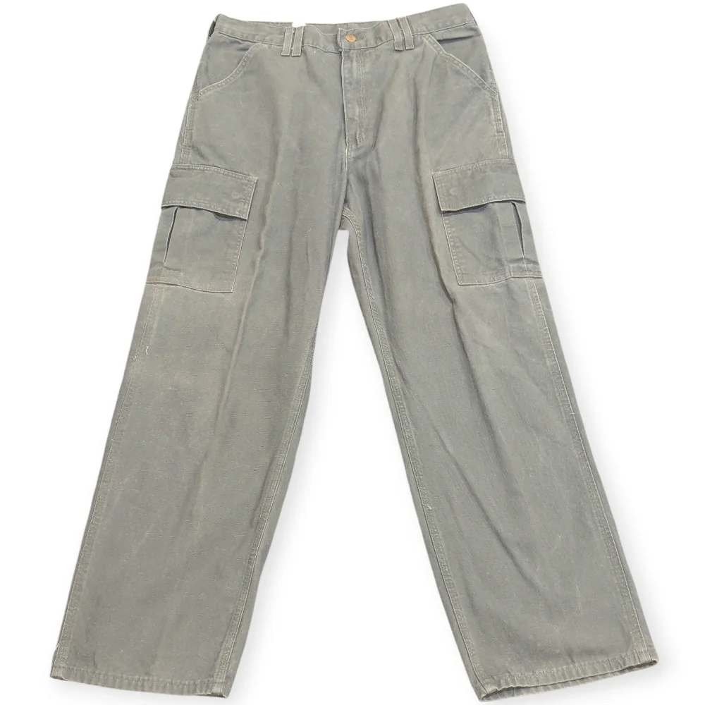 Carhartt Canvas Baggy Cargo Vintage Y2K Pants With Flap Pockets Men's Size 34x32
